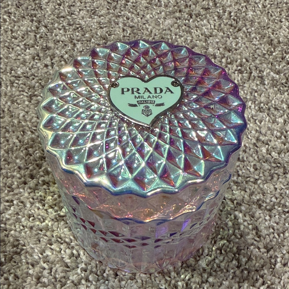 Iridescent Multicolor Faceted Glass Jar (empty candle jar)